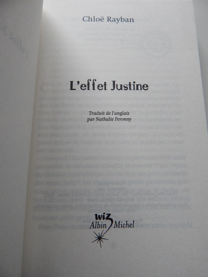 Libros: L&acute;effet Justine - Chlo&euml; Rayban, 2010 - Libro en franc&eacute;s - Foto 4