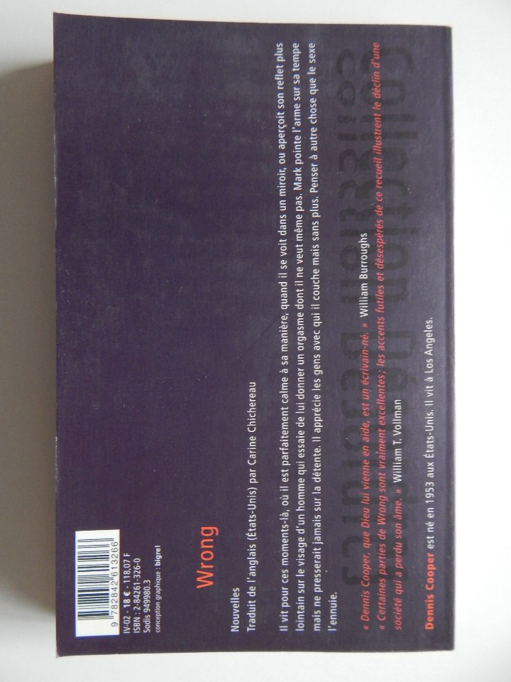 Libros: Wrong - Dennis Cooper - Libro franc&eacute;s - Foto 2