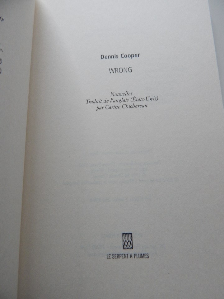 Libros: Wrong - Dennis Cooper - Libro franc&eacute;s - Foto 4