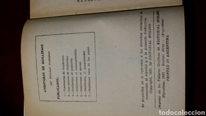 Libros: Guillermo el incomprendido Richmal Crompton editorial Molino Argentina - Foto 3