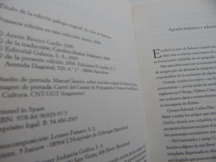 Libros: Los hijos de Bakunin - Ant&oacute;n Riveiro Coello - Foto 4