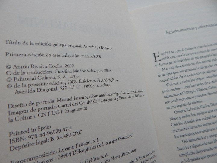 Libros: Los hijos de Bakunin - Ant&oacute;n Riveiro Coello - Foto 5