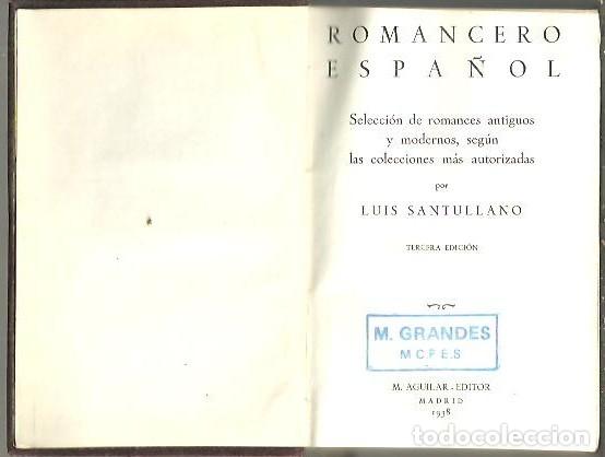 Libros: ROMANCERO ESPA&Ntilde;OL. - SANTULLANO, Luis (selecc.). - Foto 1