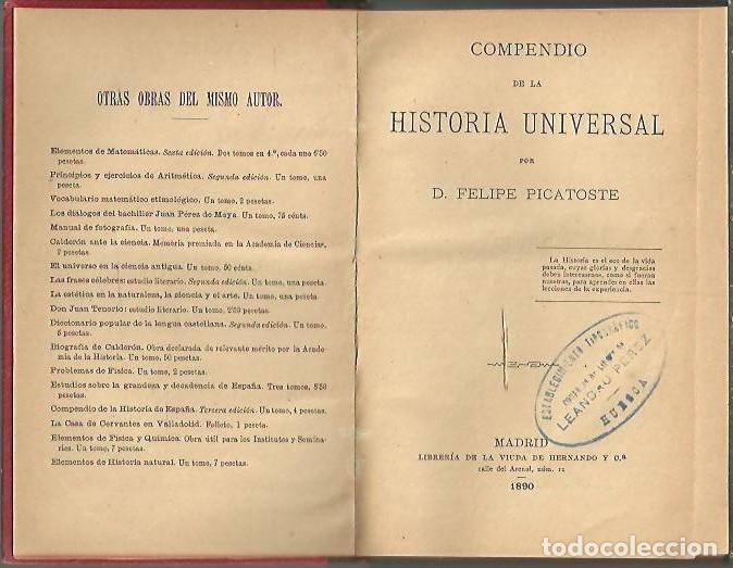 Libros: COMPENDIO DE LA HISTORIA UNIVERSAL. - PICATOSTE, Felipe. - Foto 1