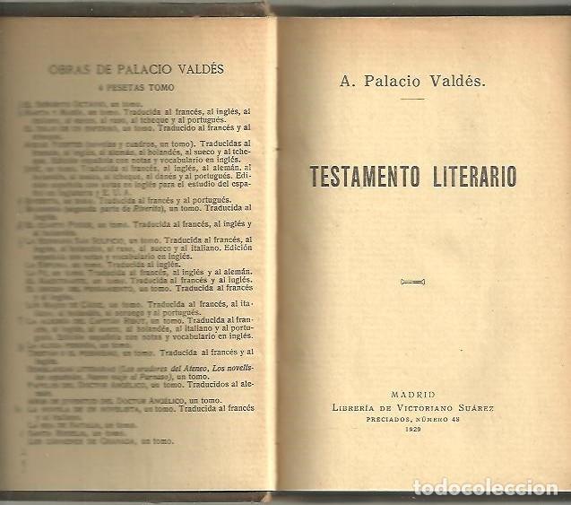 Libros: TESTAMENTO LITERARIO. - PALACIO VALDES, A. - Foto 1