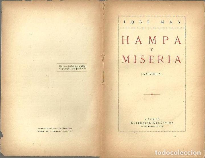 Libros: HAMPA Y MISERIA. - MAS, Jos&eacute;. - Foto 1