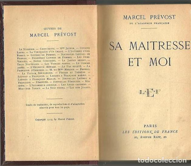 Libros: SA MAITRESSE ET MOI. - PREVOST, Marcel. - Foto 1