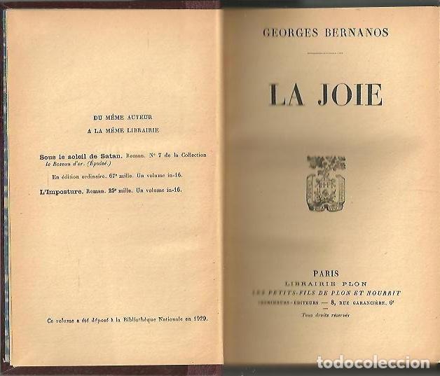 Libros: LA JOIE. - BERNANOS, Georges. - Foto 1
