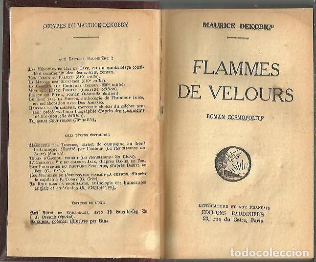 Libros: FLAMMES DE VELOURS. - DEKOBRA, Maurice. - Foto 1