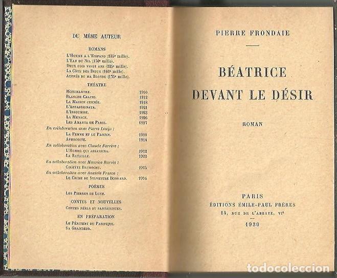 Libros: BEATRICE DEVANT LE DESIR. - FRONDAIE, Pierre. - Foto 1