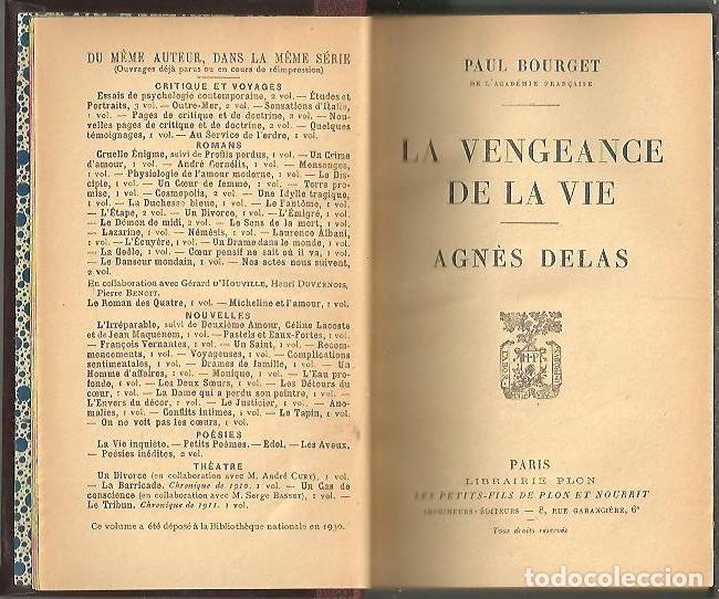 Libros: LA VENGEANCE DE LA VIE. AGNES DELAS. - BOURGET, Paul. - Foto 1