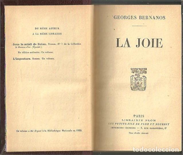 Libros: LA JOIE. - BERNANOS, Georges. - Foto 1