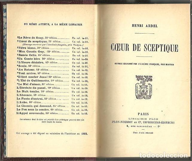 Libros: COEUR DE SCEPTIQUE. - ARDEL, Henri. - Foto 1