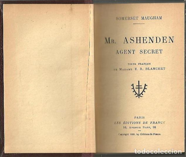 Libros: MR. ASHENDEN AGENT SECRET. - SOMERSET MAUGHAM, W. - Foto 1