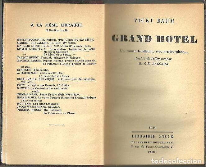 Libros: GRAND HOTEL. - BAUM, Vicki. - Foto 1