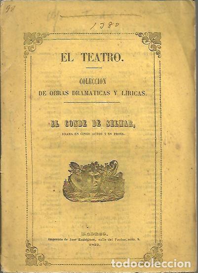 Libros: EL CONDE DE SELMAR, DRAMA EN CINCO ACTOS Y EN PROSA. - ROBERT, Roberto (trad.). - Foto 1