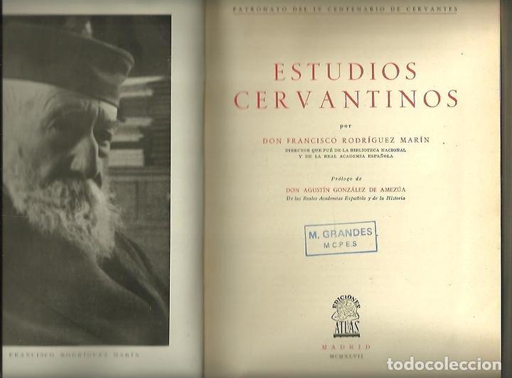 Libros: ESTUDIOS CERVANTINOS. - RODRIGUEZ MARIN, Francisco. - Foto 1
