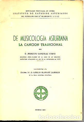 books: DE MUSICOLOGIA ASTURIANA. LA CANCION TRADICIONAL. - GONZALEZ COBAS, Modesto.