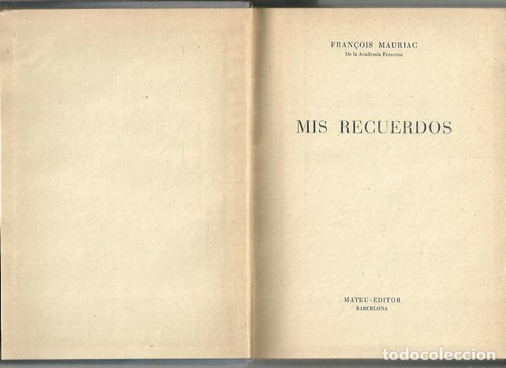 Libros: MIS RECUERDOS. - MAURIAC, Fran&ccedil;ois. - Foto 1
