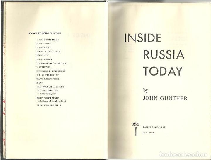 Libros: INSIDE RUSSIA TODAY. - GUNTHER, John. - Foto 1