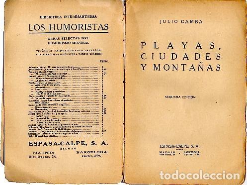 Libros: PLAYAS, CIUDADES Y MONTA&Ntilde;AS. - CAMBA, Julio. - Foto 1