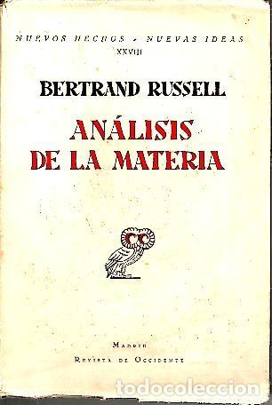 Libros: ANALISIS DE LA MATERIA. - RUSSELL, Bertrand. - Foto 1