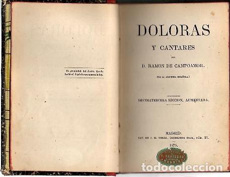 Libros: DOLORAS Y CANTARES. - CAMPOAMOR, Ram&oacute;n de. - Foto 1