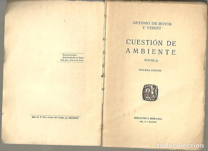 Libros: CUESTION DE AMBIENTE. - HOYOS Y VINENT, Antonio de. - Foto 1