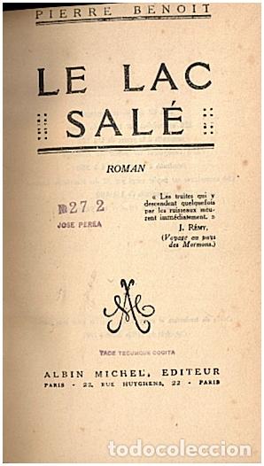 Libros: LE LAC SALE. - BENOIT, Pierre. - Foto 1