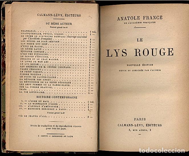 Libros: LE LYS ROUGE. - FRANCE, Anatole. - Foto 1