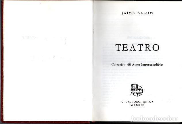 Libros: TEATRO. - SALOM, Jaime. - Foto 1