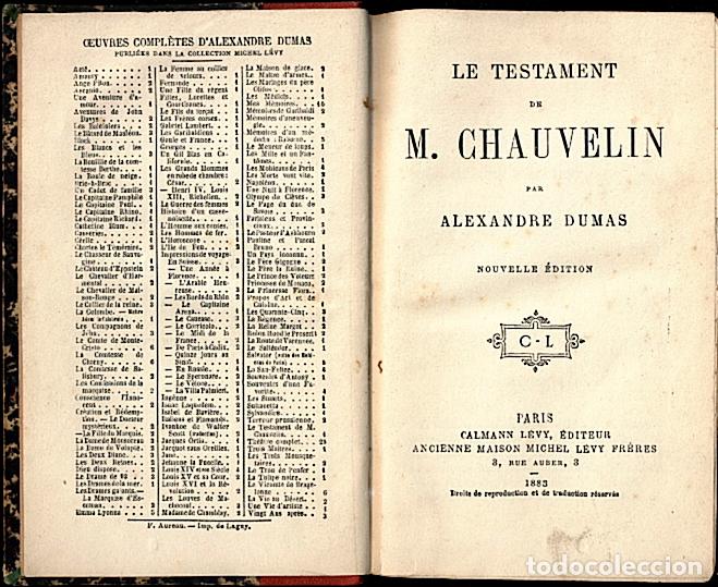 Libros: LE TESTAMENT DE M. CHAUVELIN. - DUMAS, Alexandre. - Foto 1
