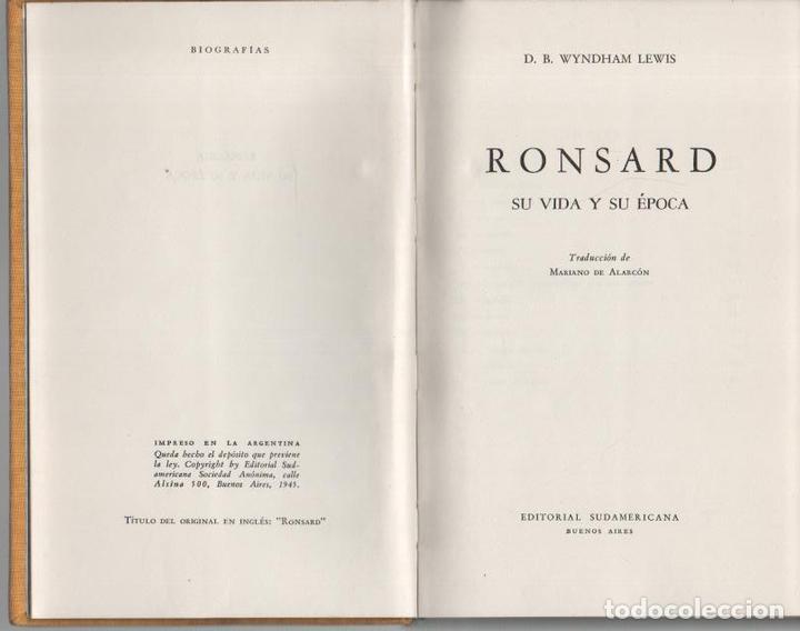 Libros: RONSARD. SU VIDA Y SU EPOCA. - WYNDHAM LEWIS, D. B. - Foto 1