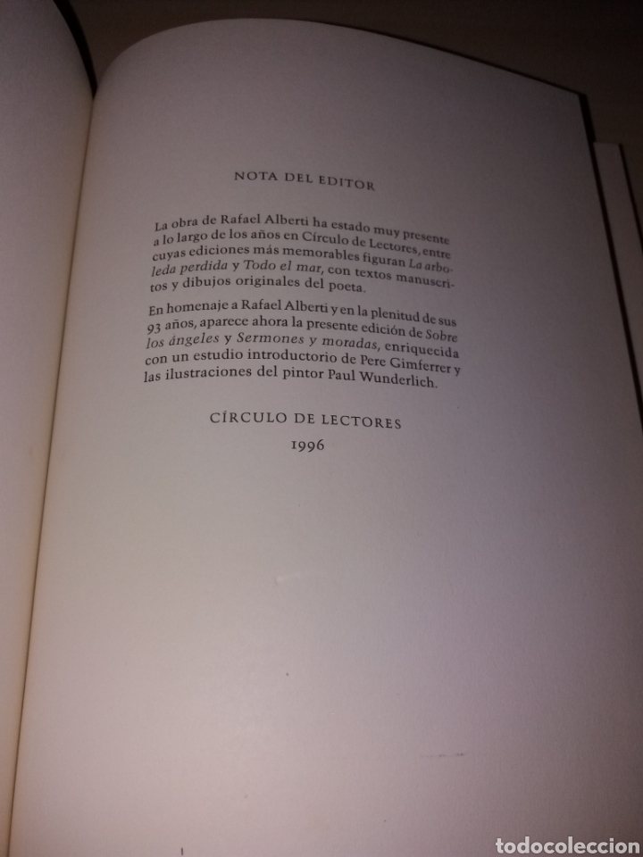 Libros: RAFAEL ALBERTI - SOBRE LOS &Aacute;NGELES - SERMONES Y MORADAS - - Foto 3