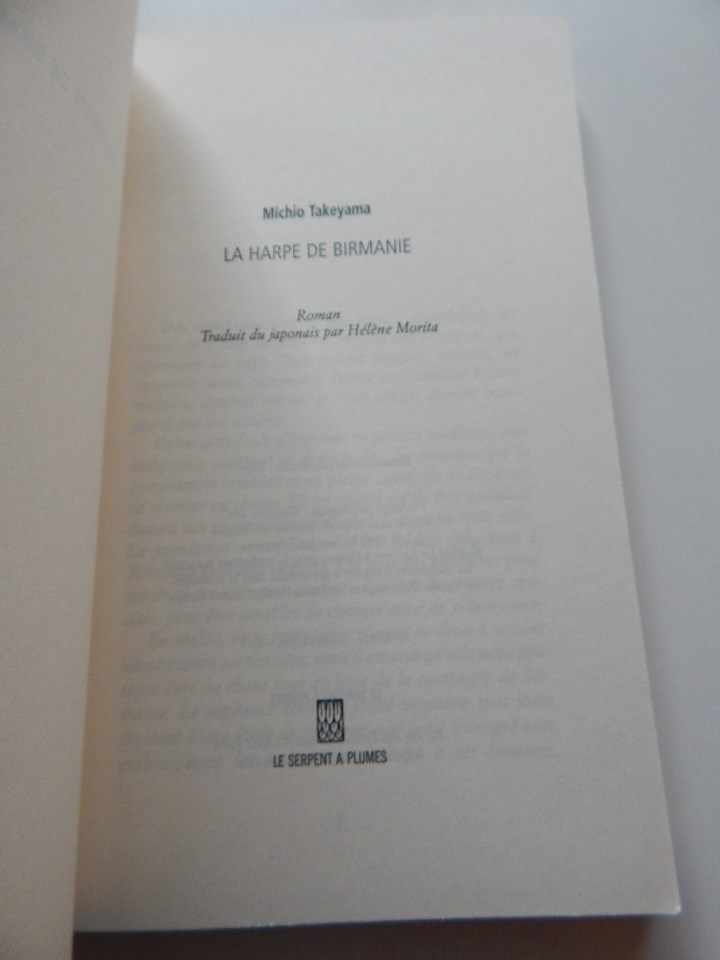 Libros: La Harpe de Birmanie - Michio Takeyama, 2002 - Libro franc&eacute;s - Foto 6