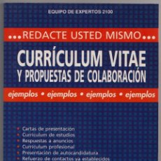 Libros: REDACTE USTED MISMO CURRÍCULUM VITAE Y PROPUESTAS DE COLABORACIÓN. Lote 111486751
