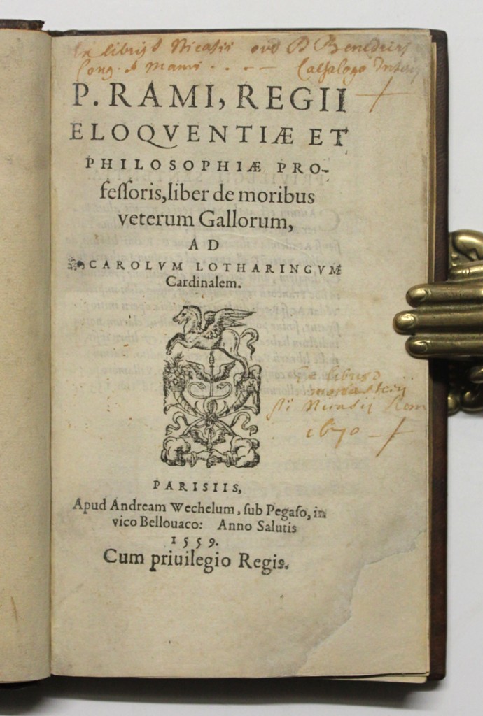 Libros: LIBER DE MORIBUS VETERUM GALLORUM. - RAM&Eacute;E, Pierre de la. PARIS, 1559. - Foto 1