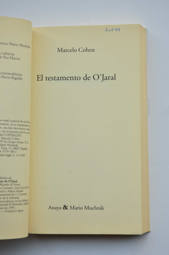 Libros: El testamento de OJaral - COHEN, Marcelo - Foto 2