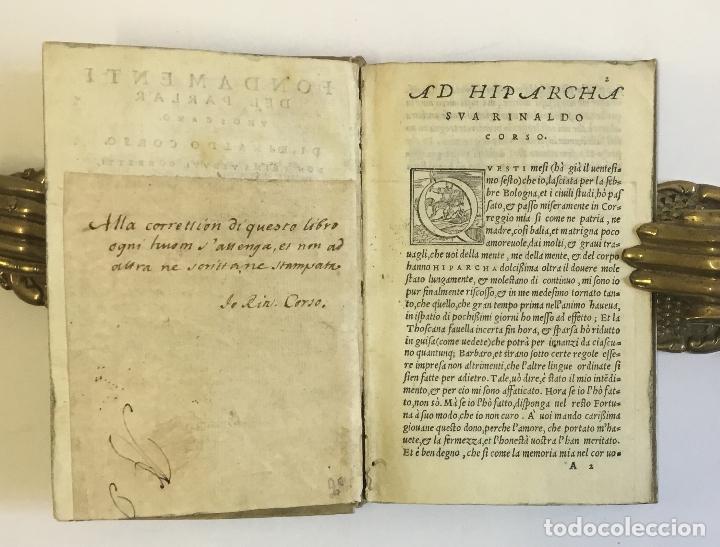 Libros: FONDAMENTI DEL PARLAR THOSCANO. CORSO, Rinaldo. VENECIA, 1550. - Foto 2