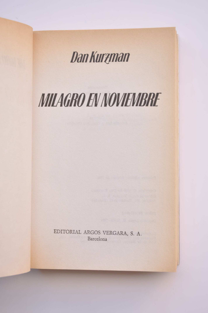 Libros: Milagro en Noviembre - KURZMAN, Dan - Foto 2