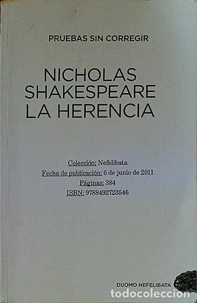 Libros: LA HERENCIA - NICHOLAS SHAKESPEARE - Foto 1