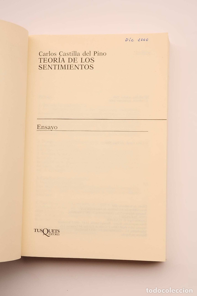 Libros: Teor&iacute;a de los sentimientos - CASTILLA DEL PINO, Carlos - Foto 3