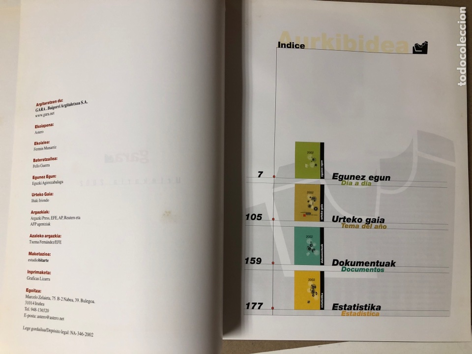 Libros: ANUARIO / URTEKARIA 2002 . GARA EGUNKARIA - Foto 3