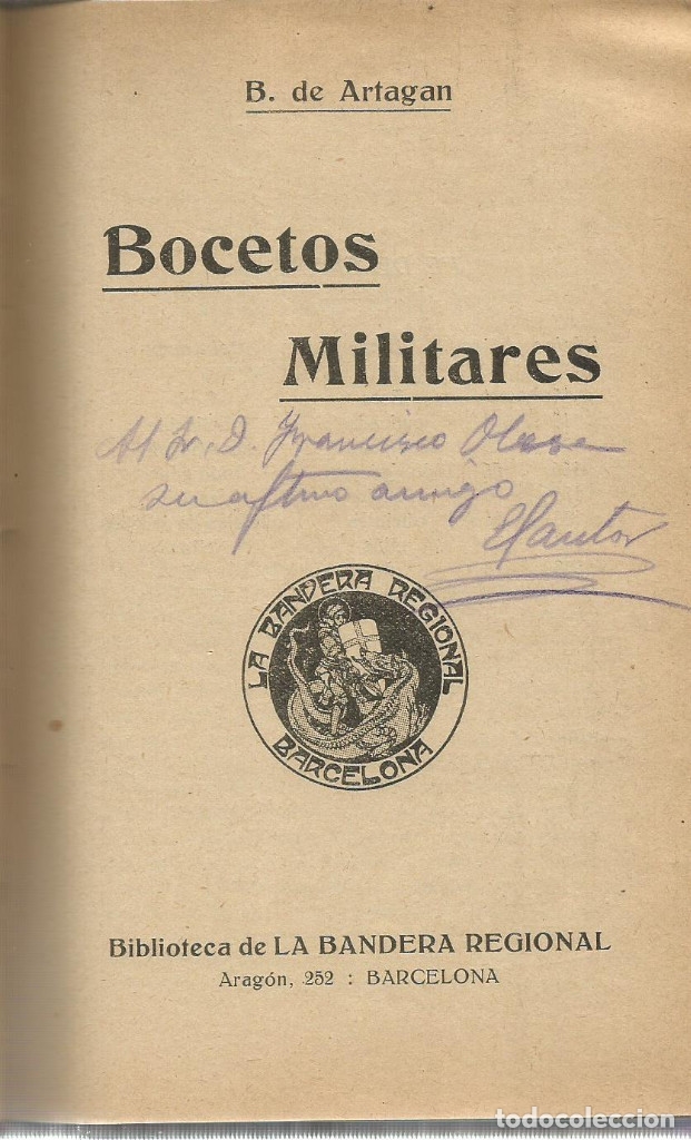 Libros: Bocetos militares. Dedicatoria firmada - DE ARTAGAN, B. - Foto 3
