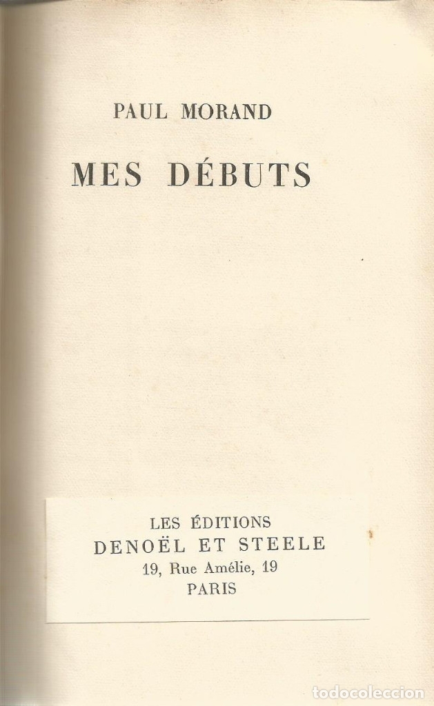 Libros: Mes debuts-PAUL MORAND - MORAND, PAUL - Foto 2