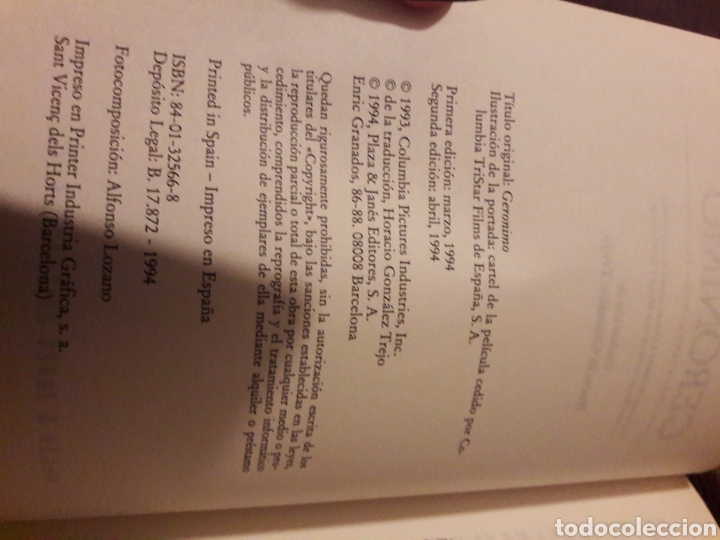 Libros: Geronimo. Por Robert J. Conley. Ed plaza janes 1994 - Foto 5