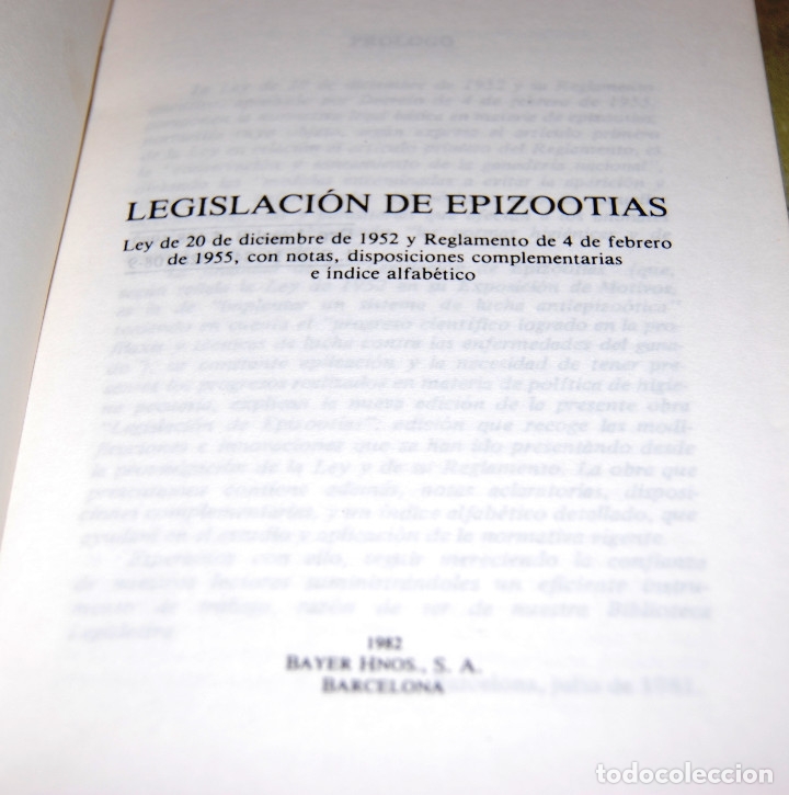 Libros: LEGISLACI&Oacute;N DE EPIZOOTIAS (decada de los 80). - Foto 2