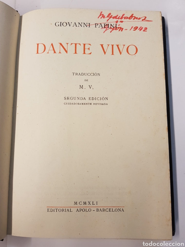 Libros: Dante vivo - Giovanni Papini - 1941 - Foto 3
