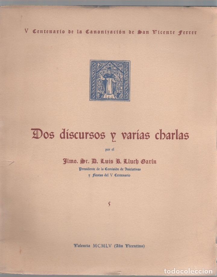Libros: Dos discursos y varias charlas. - LLUCH GAR&Iacute;N, Luis: - Foto 1