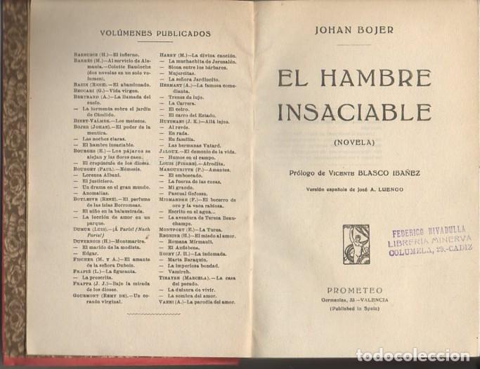Libros: EL HAMBRE INSACIABLE. - BOJER, Johan. - Foto 1